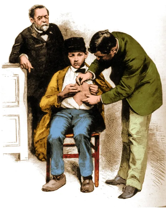 Framed Print : Louis Pasteur Supervising Rabies Inoculation, 1885