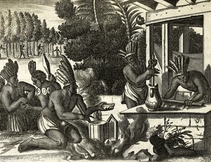 Framed Print : Making Chocolate Mixed with Maize, 1671