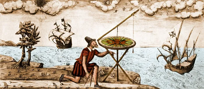 Framed Print : Man Using Circumferentor, 1583 Framed Print : Man Using Circumferentor, 1583