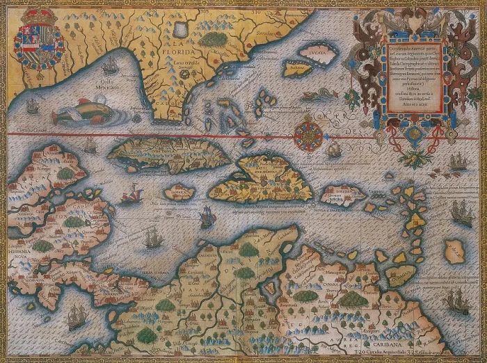 Framed Print : Map of Gulf of Mexico and C Framed Print : Map of Gulf of Mexico and C
