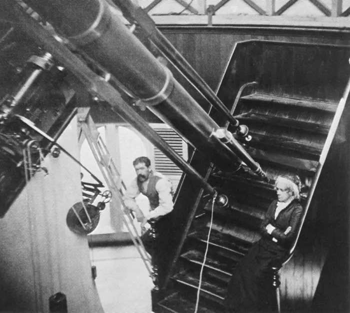 Framed Print : Maria Mitchell with Telescope in Observatory Framed Print : Maria Mitchell with Telescope in Observatory