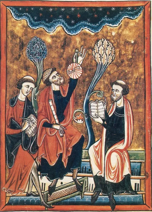 Framed Print : Medieval Astronomers with Astrolabe