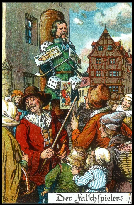 Framed Print : Medieval Punishment, Card Cheat