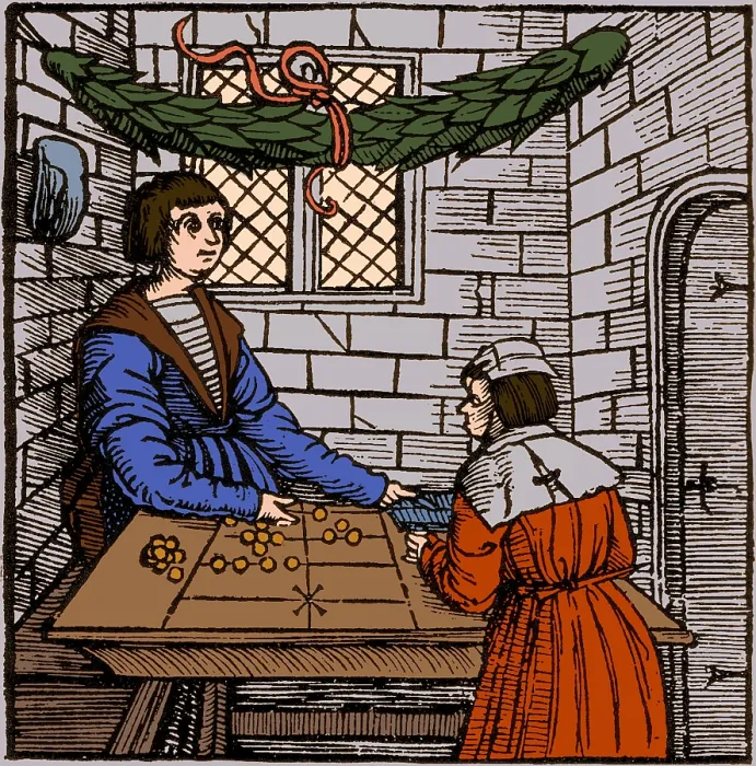Framed Print : Merchant Using Abacus, 16th Century Framed Print : Merchant Using Abacus, 16th Century