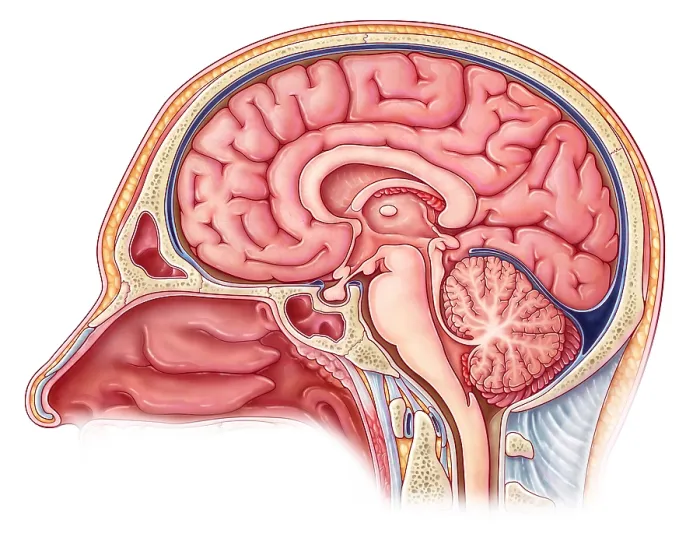 Framed Print : Midsagittal Brain, Illustration Framed Print : Midsagittal Brain, Illustration