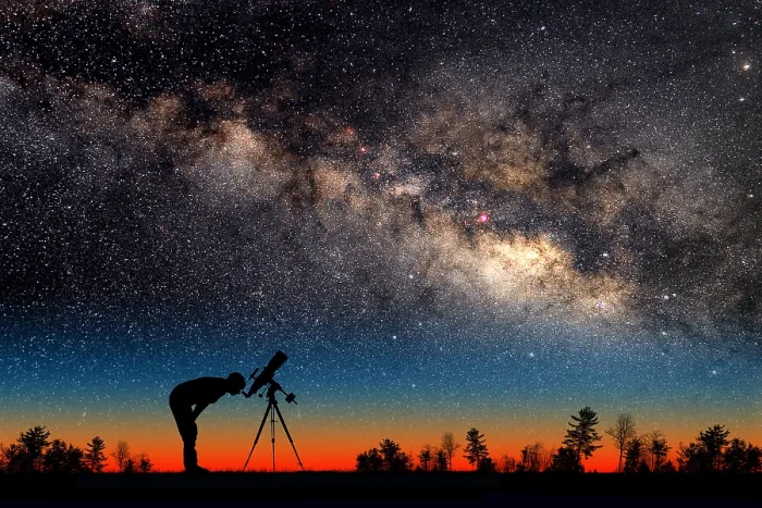 Framed Print : Milky Way and Silhouetted Stargazer