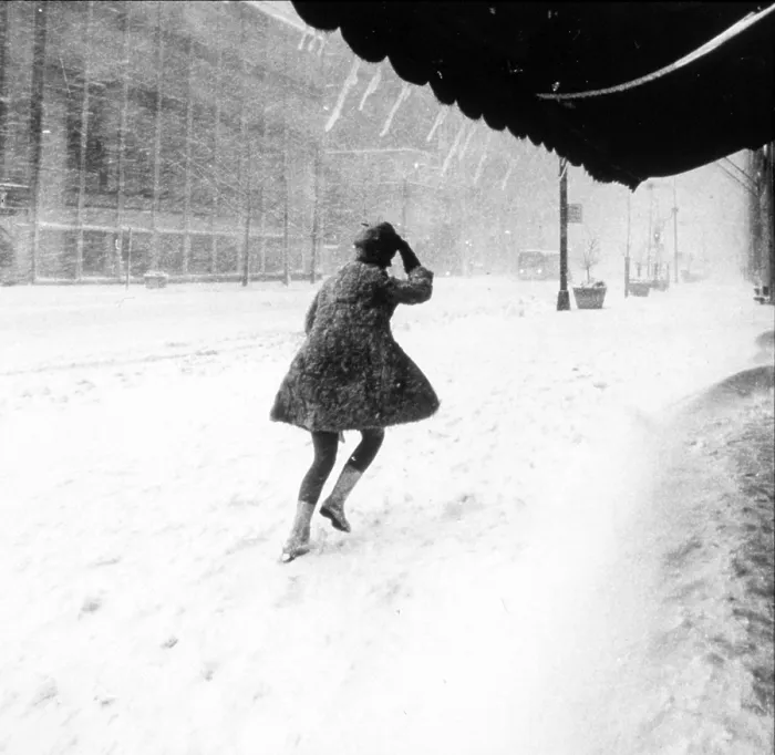 Framed Print : Miniskirt In Manhattan Snowstorm, 1969 Framed Print : Miniskirt In Manhattan Snowstorm, 1969