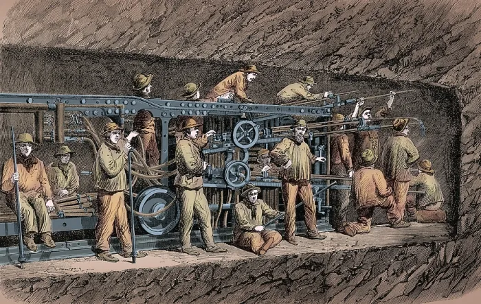 Framed Print : Mont Cenis Rail Tunnel Construction, 1860s Framed Print : Mont Cenis Rail Tunnel Construction, 1860s