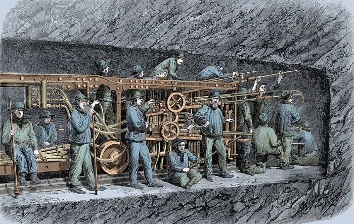 Framed Print : Mont Cenis Rail Tunnel Construction, 1860s Framed Print : Mont Cenis Rail Tunnel Construction, 1860s