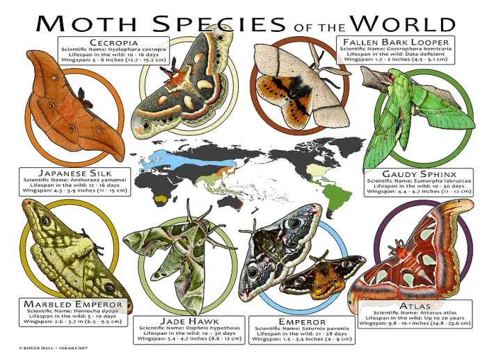 Framed Print : Moth Species of the World Framed Print : Moth Species of the World