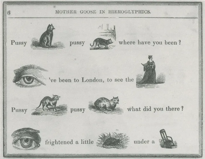 Framed Print : Mother Goose In Hieroglyphics, 1855 Framed Print : Mother Goose In Hieroglyphics, 1855