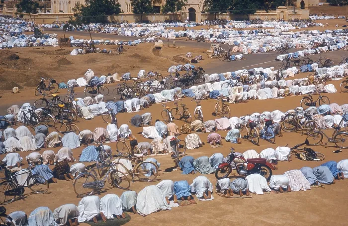 Framed Print : Muslims Pray Before Mosque Framed Print : Muslims Pray Before Mosque