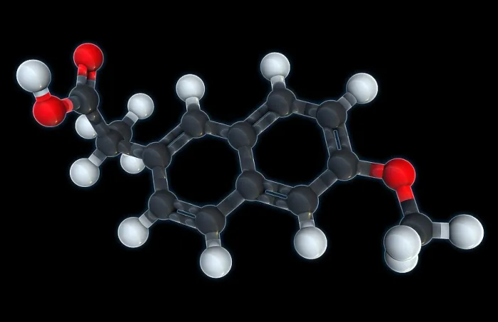 Framed Print : Naproxen, Molecular Model