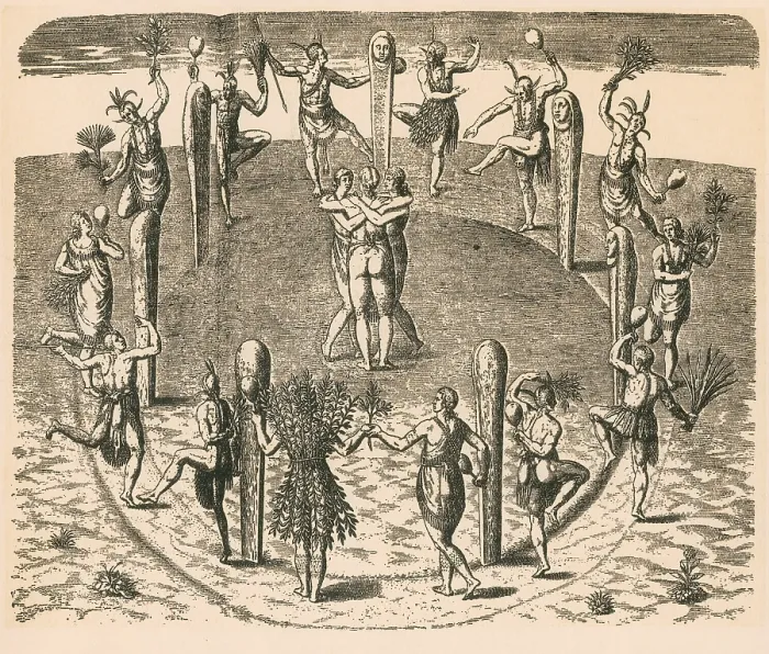 Framed Print : Native American Dance, 16th Century Framed Print : Native American Dance, 16th Century