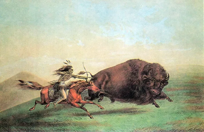Framed Print : Native American Indian Buffalo Hunt