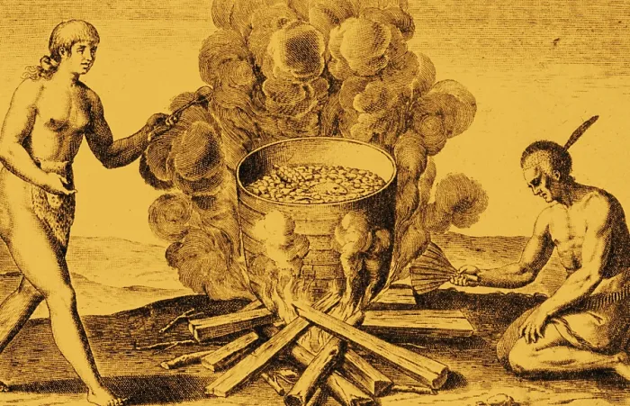 Framed Print : Native American Indian Cooking, 1588 Framed Print : Native American Indian Cooking, 1588