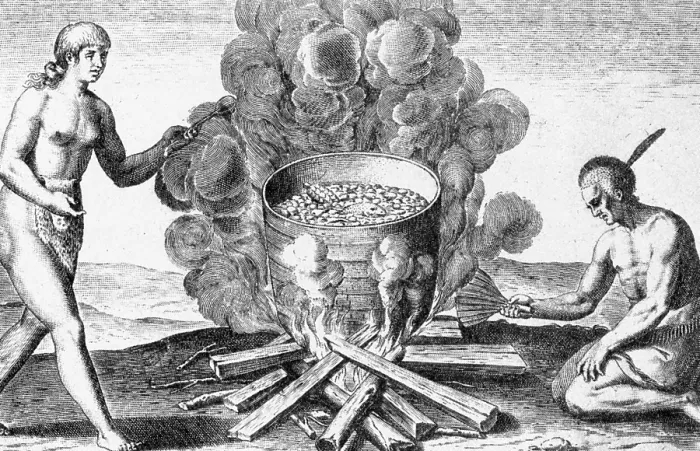 Framed Print : Native American Indian Cooking, 1588 Framed Print : Native American Indian Cooking, 1588