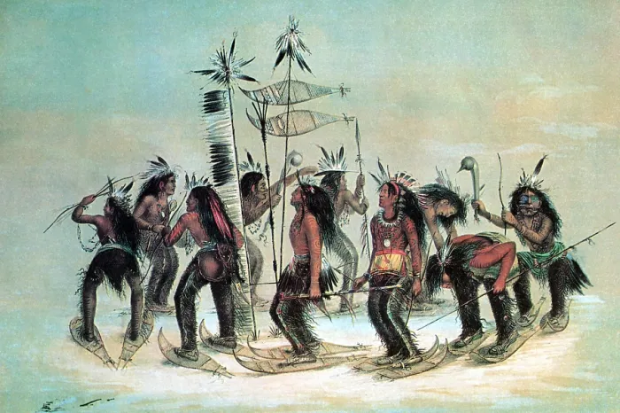 Framed Print : Native American Indian Snow-Shoe Dance Framed Print : Native American Indian Snow-Shoe Dance