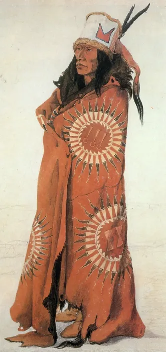 Framed Print : Native American Man in Painted Robe Framed Print : Native American Man in Painted Robe