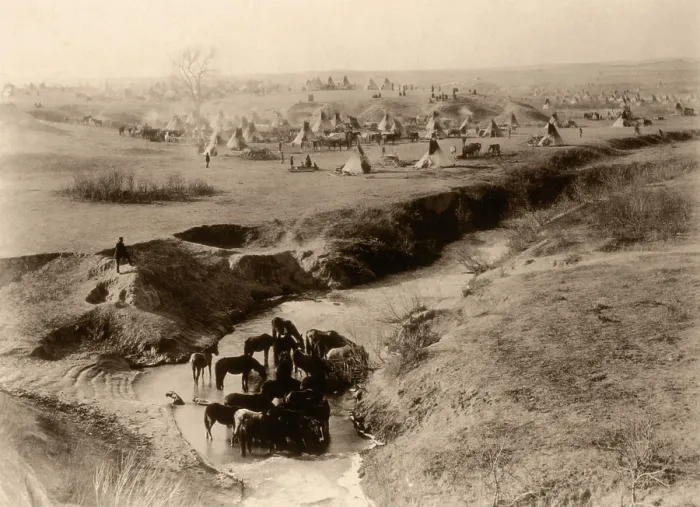 Framed Print : Native American Sioux Indian Encampment, 1891 Framed Print : Native American Sioux Indian Encampment, 1891