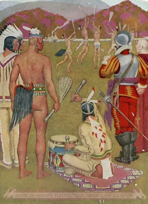 Framed Print : Native Americans Playing Lacrosse
