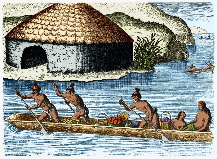 Framed Print : Native Americans Transporting Crops, 16th Century