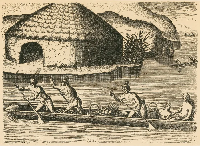 Framed Print : Native Americans Transporting Crops, 16th Century Framed Print : Native Americans Transporting Crops, 16th Century