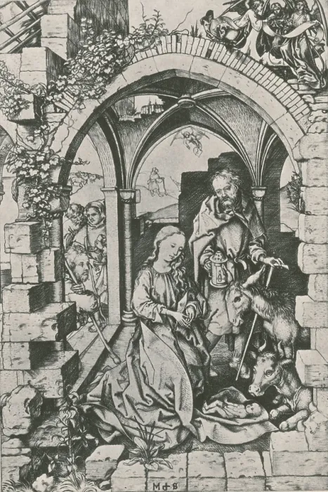 Framed Print : Nativity. The nativity, Martin Schongauer, 1470 AD