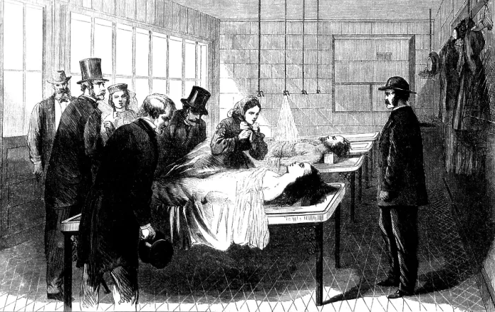Framed Print : New York City Morgue, Bellevue Hospital, 1866 Framed Print : New York City Morgue, Bellevue Hospital, 1866