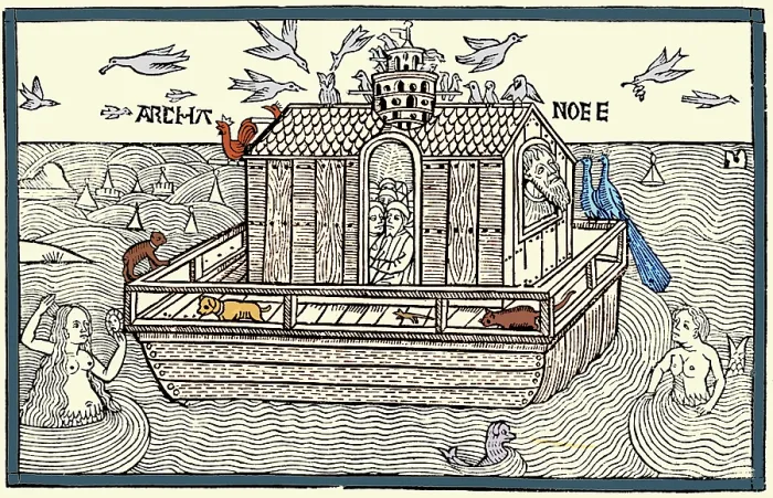 Framed Print : Noah's Ark with Merfolk, 1493 Framed Print : Noah's Ark with Merfolk, 1493
