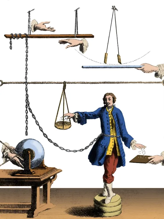 Framed Print : Nollet's Static Electric Experiment, 1746 Framed Print : Nollet's Static Electric Experiment, 1746