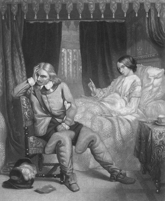 Framed Print : Oliver Cromwell with His Dying Daughter Framed Print : Oliver Cromwell with His Dying Daughter