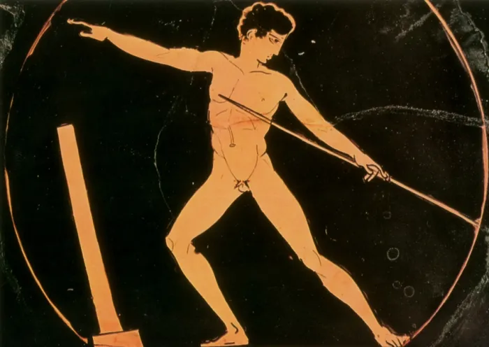 Framed Print : Olympic Games, Javelin Throw, Red-Figure Pottery Framed Print : Olympic Games, Javelin Throw, Red-Figure Pottery