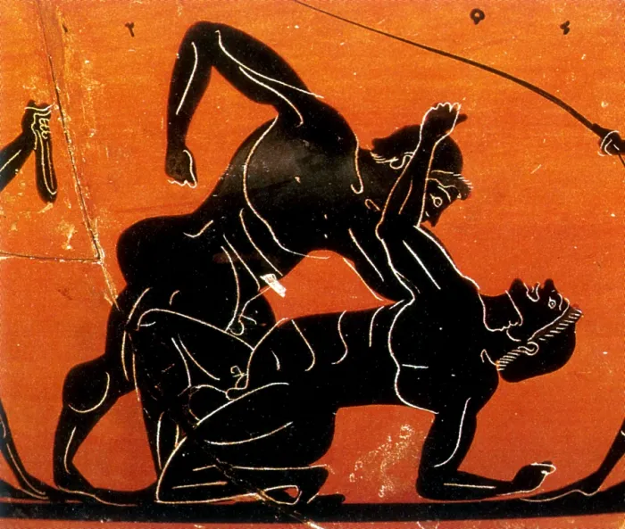 Framed Print : Olympic Games, Pankration, Black-Figure Pottery Framed Print : Olympic Games, Pankration, Black-Figure Pottery