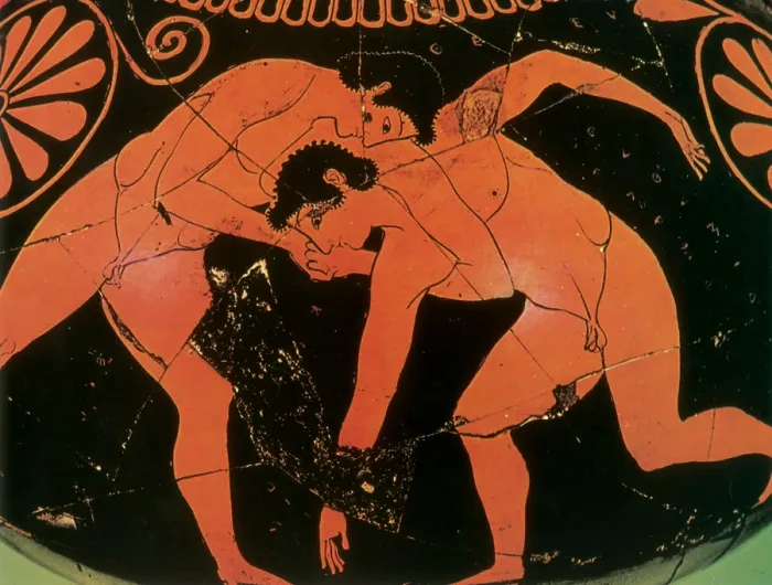 Framed Print : Olympic Games, Wrestling, Red-Figure Pottery Framed Print : Olympic Games, Wrestling, Red-Figure Pottery