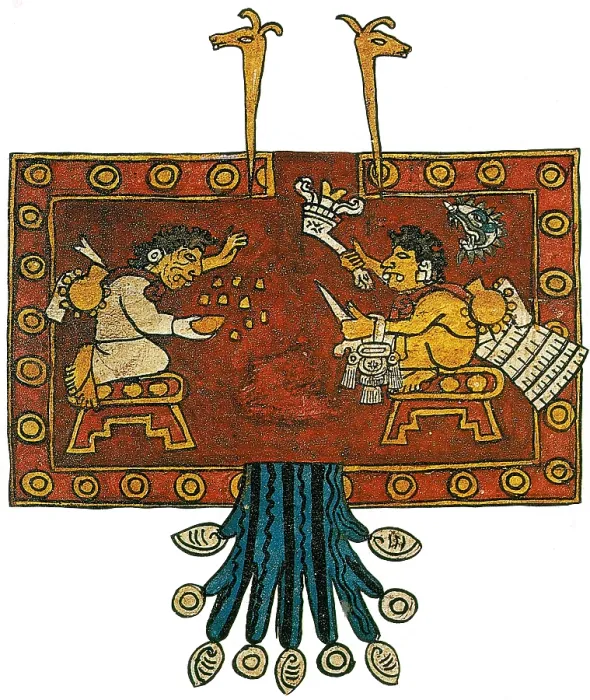 Framed Print : Oxomoo and Cipactonal, Aztec Adam and Eve, Codex Borbonicus