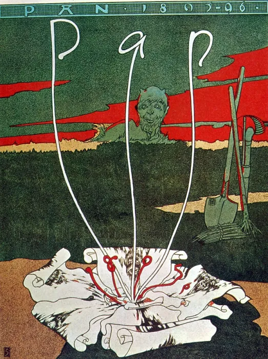 Framed Print : Pan Literary Magazine, Josef Sattler, 1895