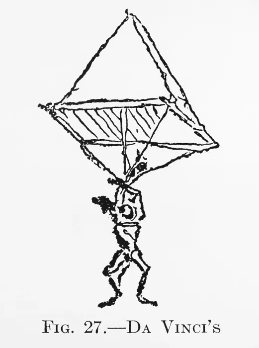 Framed Print : Parachute. Leonardo da Vinci's sketch of a parachute, circa 1500