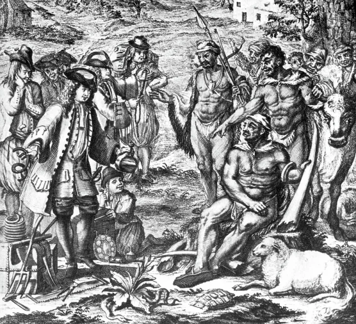 Framed Print : Peter Kolbe Trading with the Khoikhoi, 18th Century Framed Print : Peter Kolbe Trading with the Khoikhoi, 18th Century