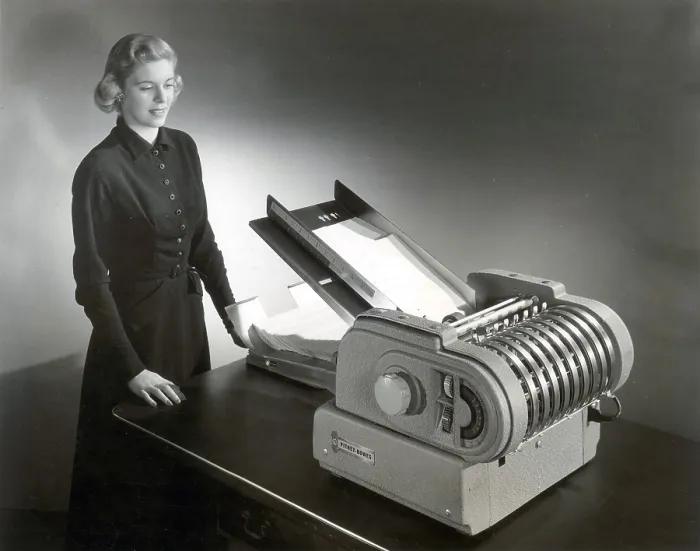 Framed Print : Pitney Bowles Electric Folding Machine Framed Print : Pitney Bowles Electric Folding Machine