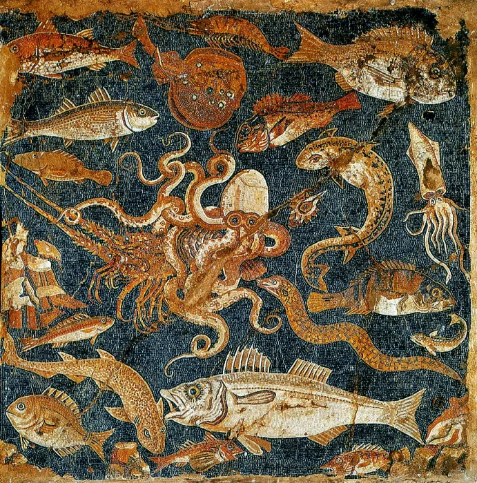 Framed Print : Pompeii, Roman Marine Mosaic, 2nd Century BC Framed Print : Pompeii, Roman Marine Mosaic, 2nd Century BC