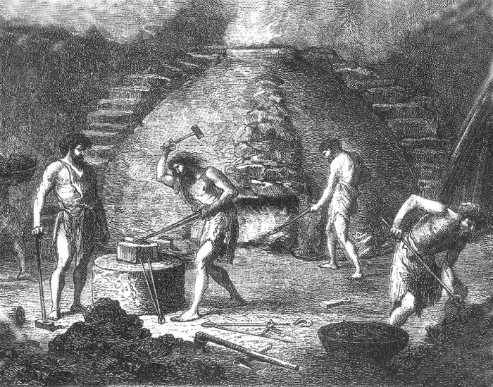 Framed Print : Prehistoric Man, Iron Age Blacksmiths