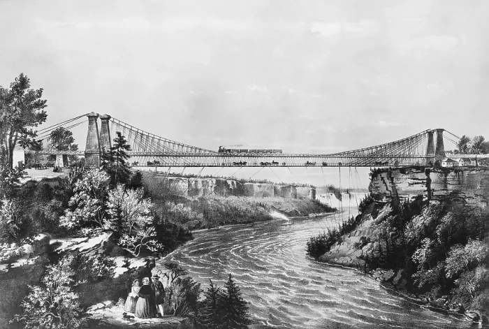 Framed Print : Railroad Suspension Bridge, 1856