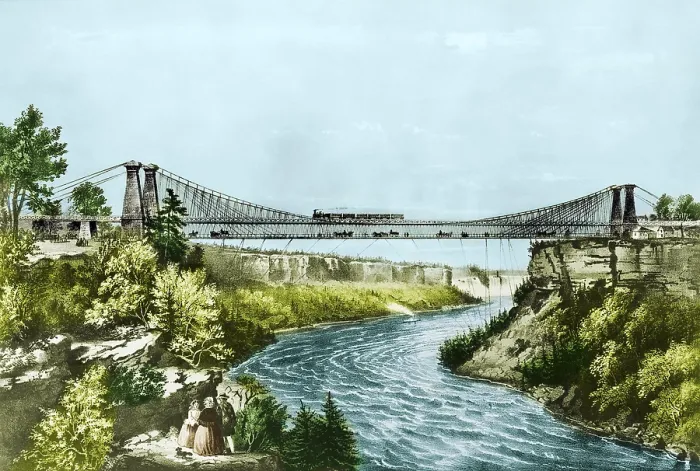 Framed Print : Railroad Suspension Bridge, 1856