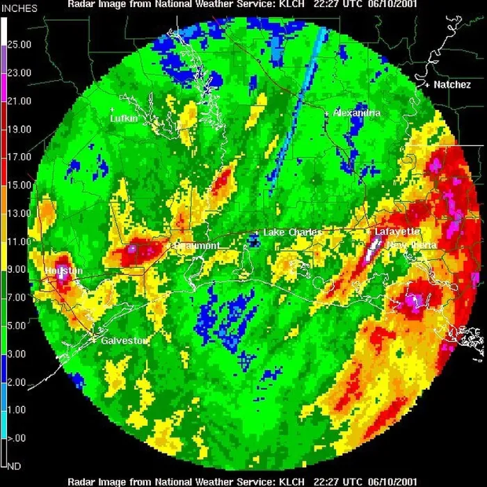  : Rainfall Totals Tropical Storm Allison, Radar, 2001