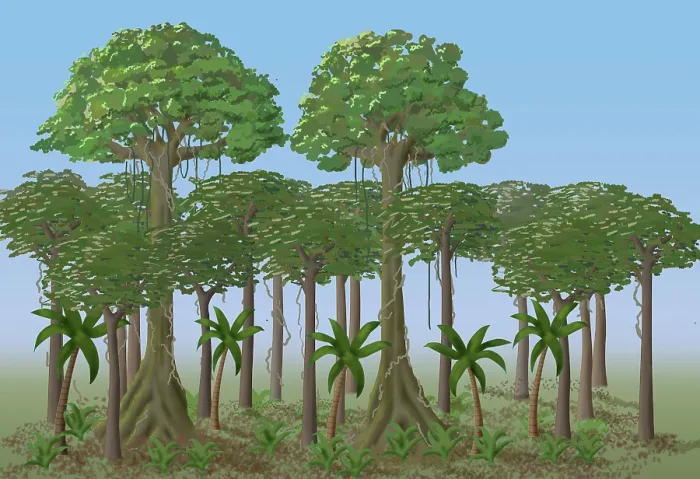 Framed Print : Rainforest Layers, Illustration