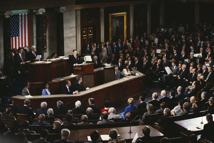 Framed Print : Reagan Speaking to Congress Framed Print : Reagan Speaking to Congress