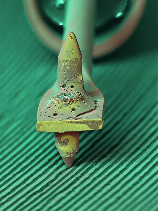 Framed Print : Record Needle, under a microscope (SEM)