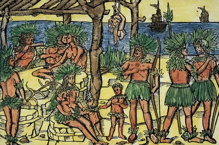 Framed Print : Red Indians as Cannibals, 1494 Framed Print : Red Indians as Cannibals, 1494