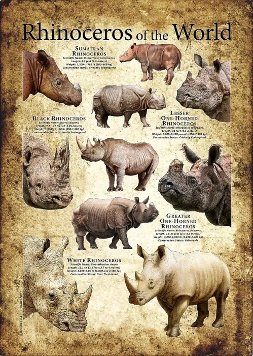 Framed Print : Rhinoceros of the World Framed Print : Rhinoceros of the World
